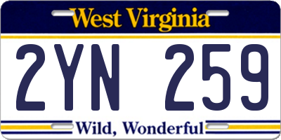 WV license plate 2YN259