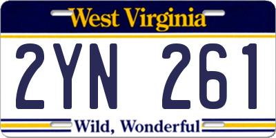 WV license plate 2YN261