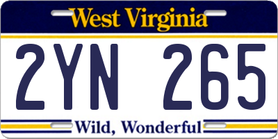 WV license plate 2YN265