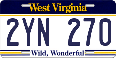 WV license plate 2YN270