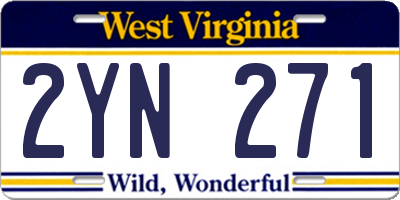 WV license plate 2YN271