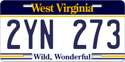 WV license plate 2YN273