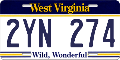 WV license plate 2YN274