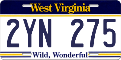 WV license plate 2YN275