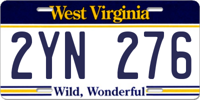 WV license plate 2YN276