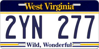 WV license plate 2YN277