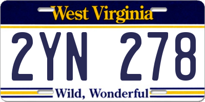 WV license plate 2YN278