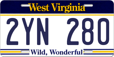 WV license plate 2YN280