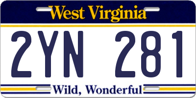 WV license plate 2YN281