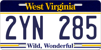 WV license plate 2YN285