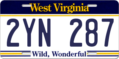 WV license plate 2YN287