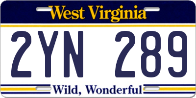 WV license plate 2YN289