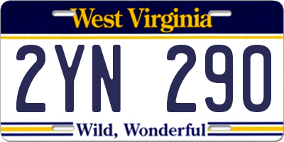 WV license plate 2YN290