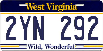 WV license plate 2YN292