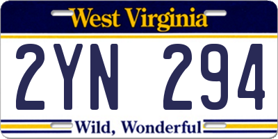 WV license plate 2YN294