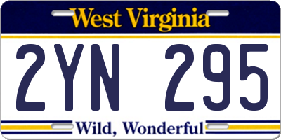 WV license plate 2YN295