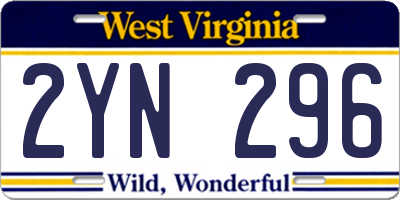 WV license plate 2YN296