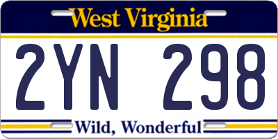 WV license plate 2YN298