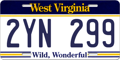 WV license plate 2YN299
