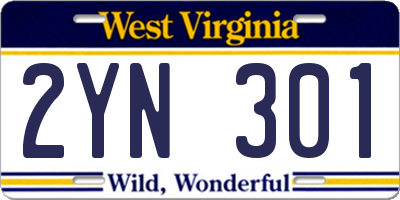WV license plate 2YN301