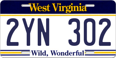 WV license plate 2YN302