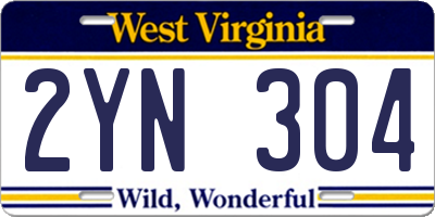 WV license plate 2YN304