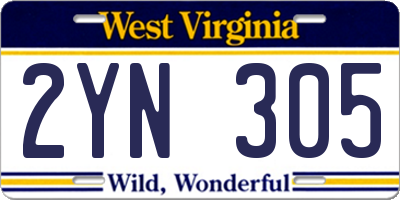 WV license plate 2YN305