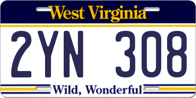 WV license plate 2YN308