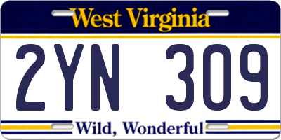 WV license plate 2YN309