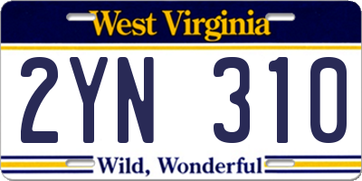 WV license plate 2YN310