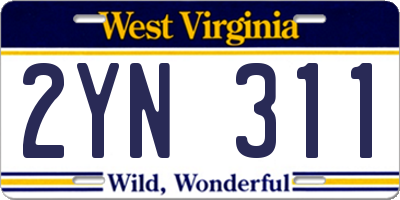 WV license plate 2YN311