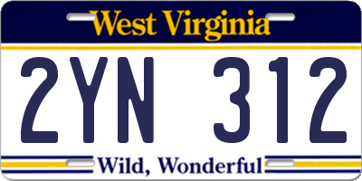 WV license plate 2YN312
