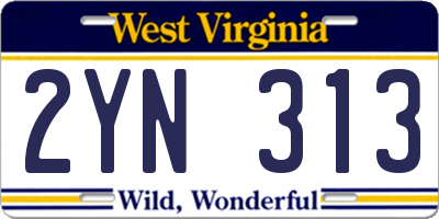 WV license plate 2YN313