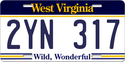 WV license plate 2YN317