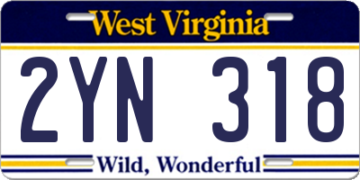 WV license plate 2YN318