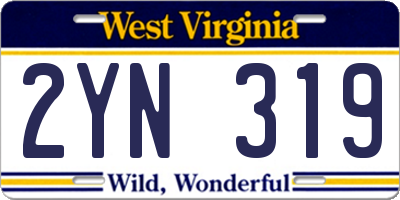 WV license plate 2YN319