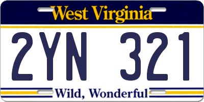 WV license plate 2YN321