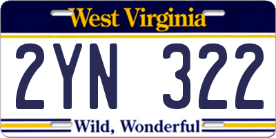 WV license plate 2YN322