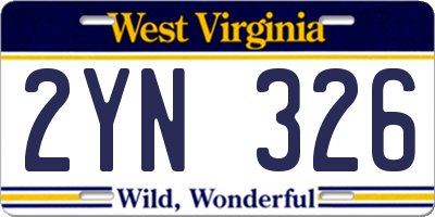 WV license plate 2YN326