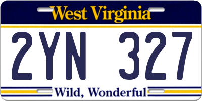 WV license plate 2YN327