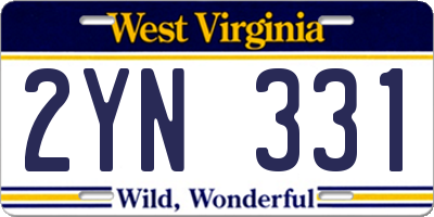 WV license plate 2YN331