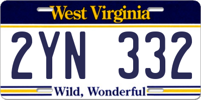 WV license plate 2YN332