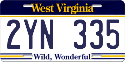 WV license plate 2YN335