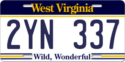 WV license plate 2YN337