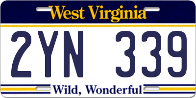 WV license plate 2YN339
