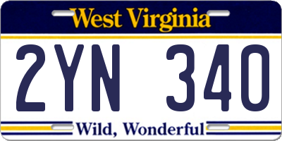 WV license plate 2YN340