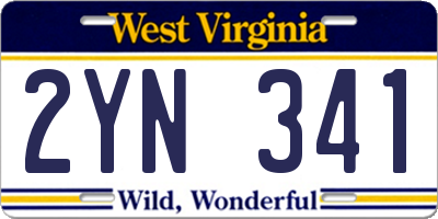 WV license plate 2YN341