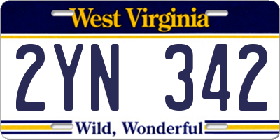 WV license plate 2YN342