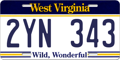 WV license plate 2YN343
