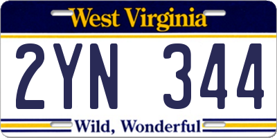 WV license plate 2YN344